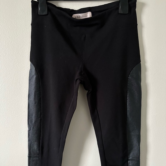 Philosophy Pants - Philosophy legging pants with faux leather sides